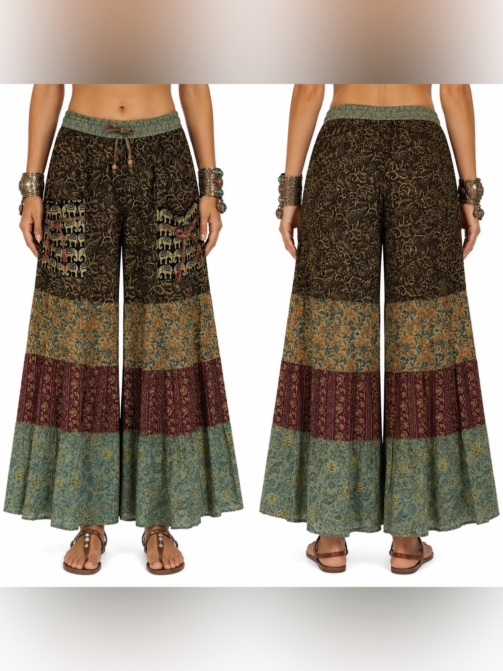 Hippie Forever Handmade Patchwork Palazzo Pants Womens SZ OS Enchanted Fairycore